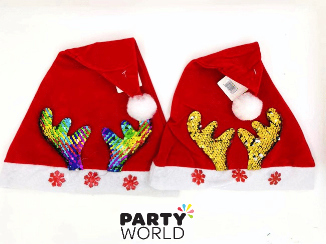Santa Claus Hat with Reindeer Antlers ( 1 piece - lucky dip)