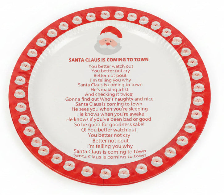 Santa is Coming to Town Christmas Plates 10pk