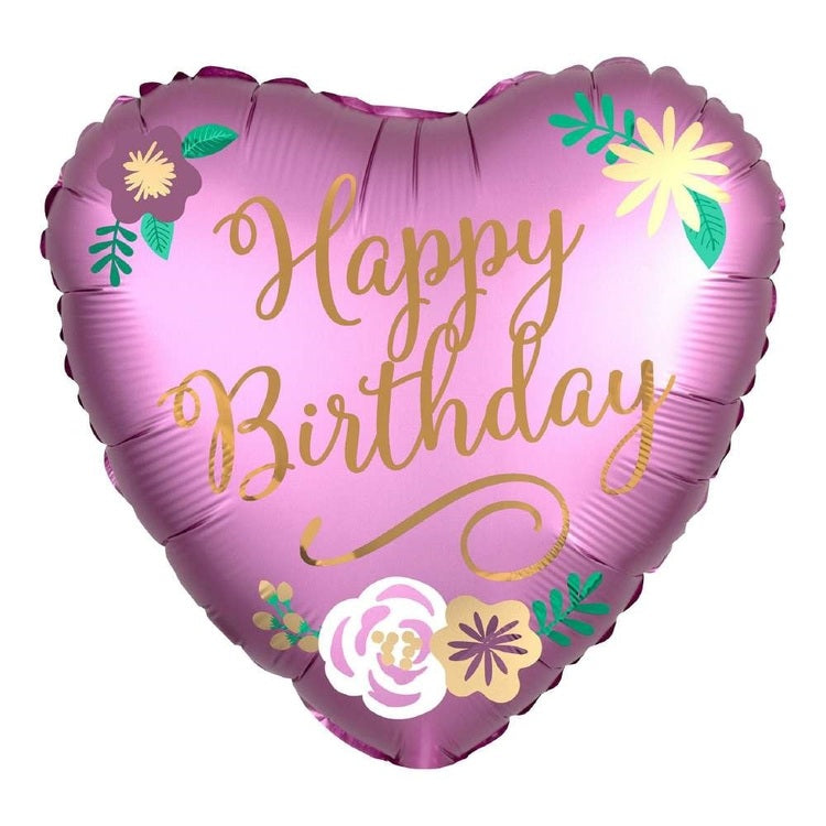 Foil Balloon 18" Happy Birthday - Satin Birthday Flower