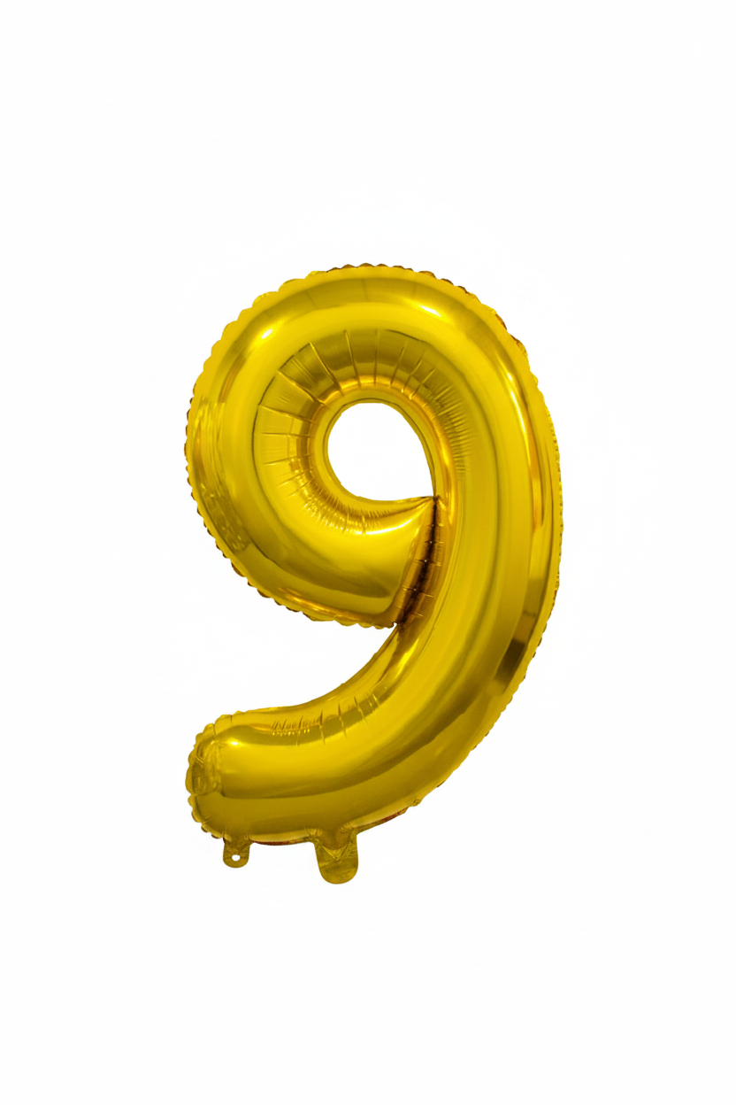 Gold Foil Number Balloon (35cm)14in - No. 9 (fill with air only)