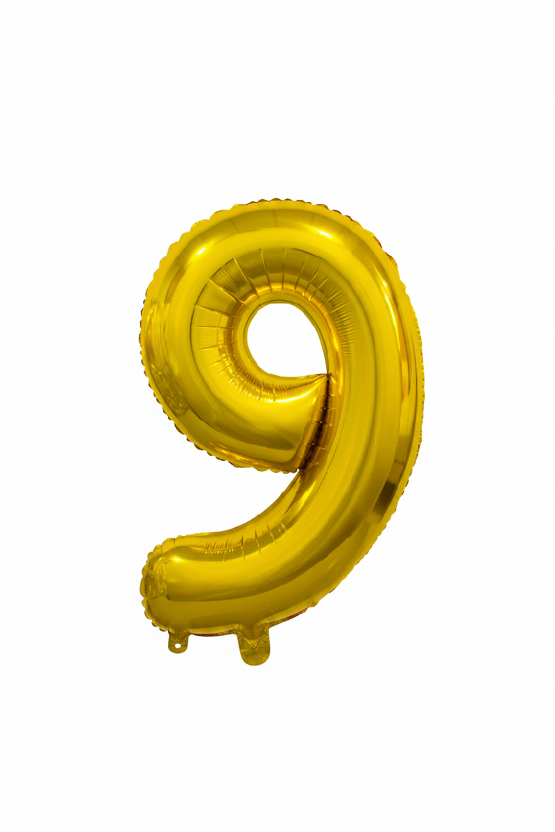 Gold Foil Number Balloon (35cm)14in - No. 9 (fill with air only)