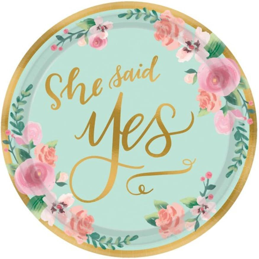 Mint To Be She Said Yes Paper Plates 7in (8)