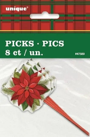 Christmas Poinsettia Flower Picks (8)