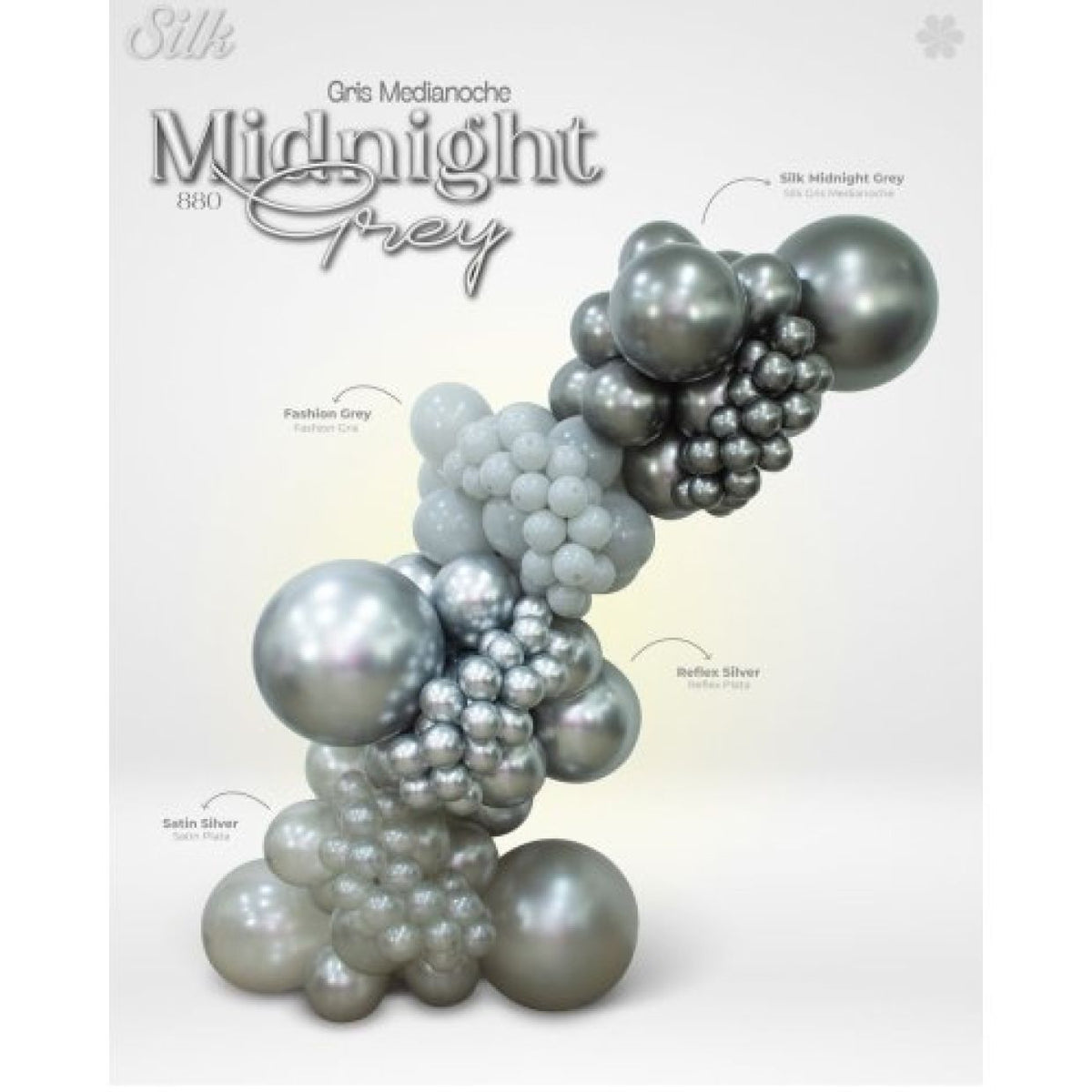 Balloon Single Silk Midnight Grey 30cm