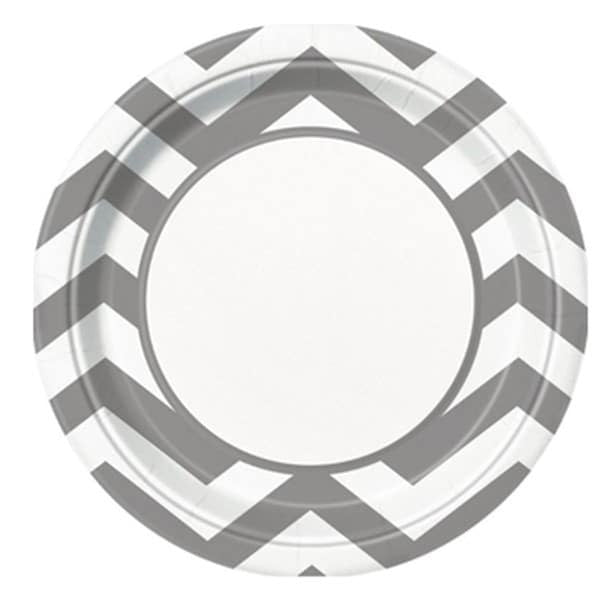 Stripe Paper Plates 9in - Silver (8)