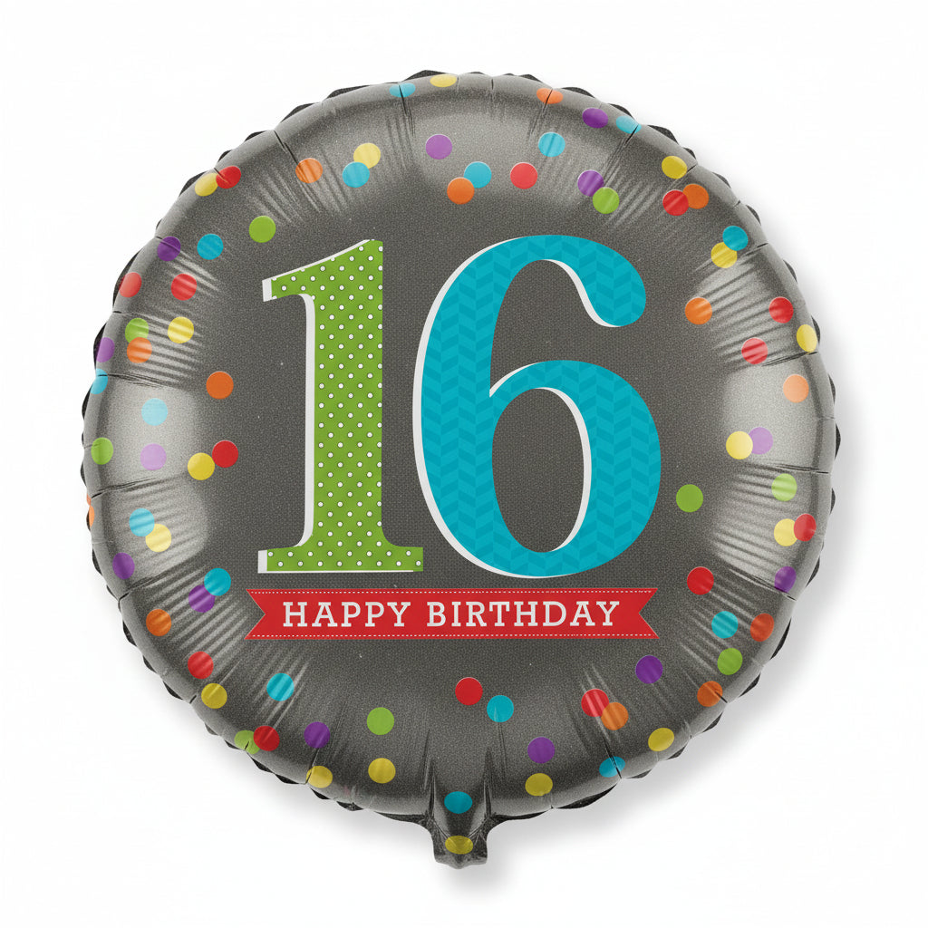 Foil Balloon 18"Happy 16th Birthday Silver