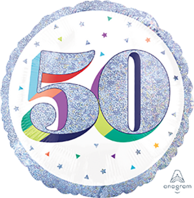 Foil Balloon 50th Birthday - Confetti