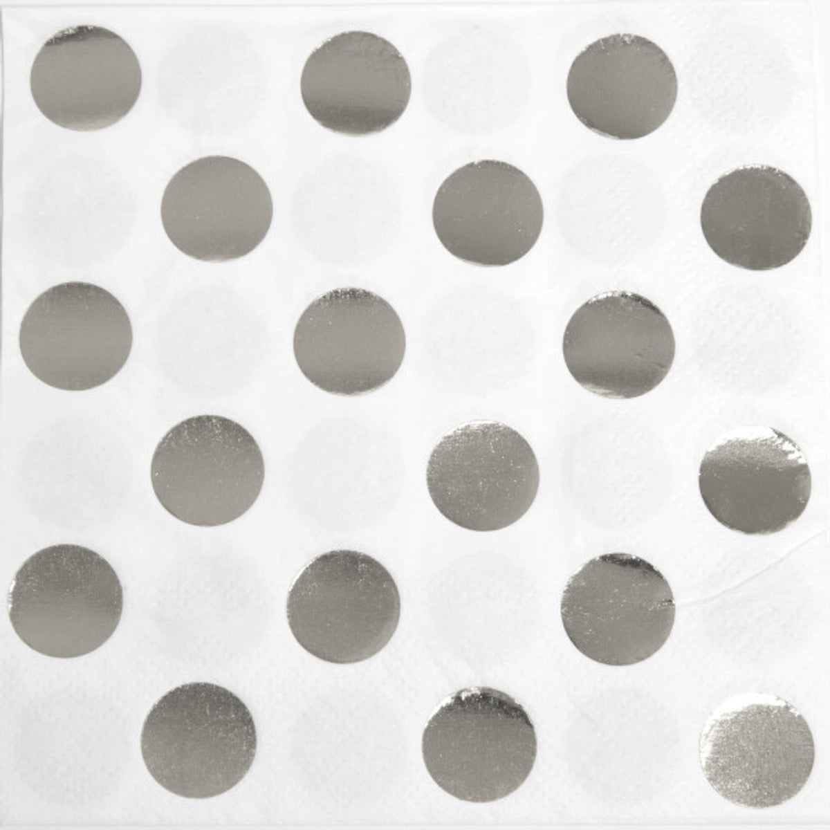 Beverage Napkins 16pk - Silver Dots