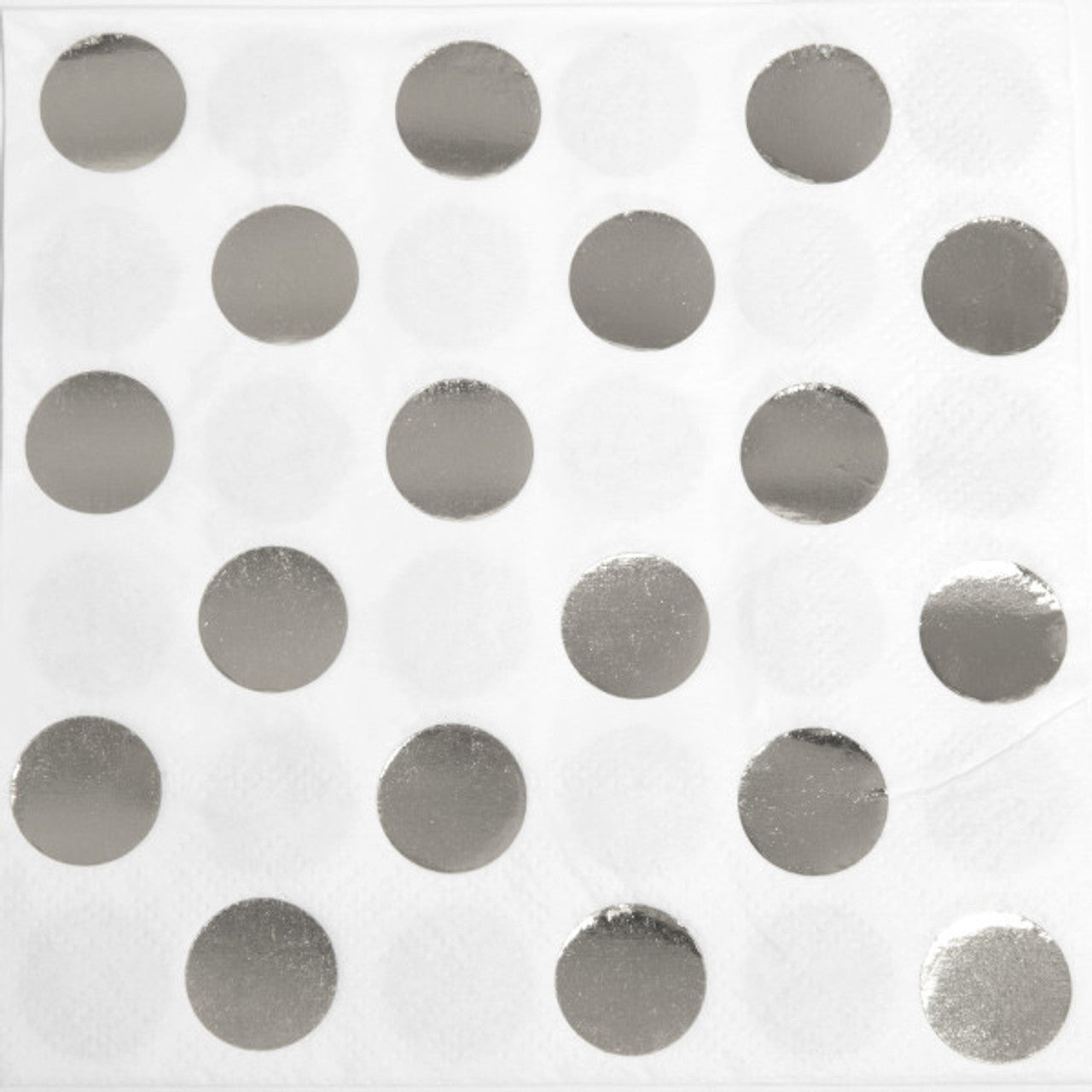 Beverage Napkins 16pk - Silver Dots