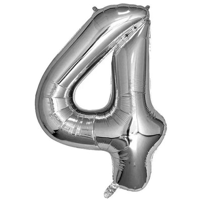 Foil Balloon Number Silver "4"