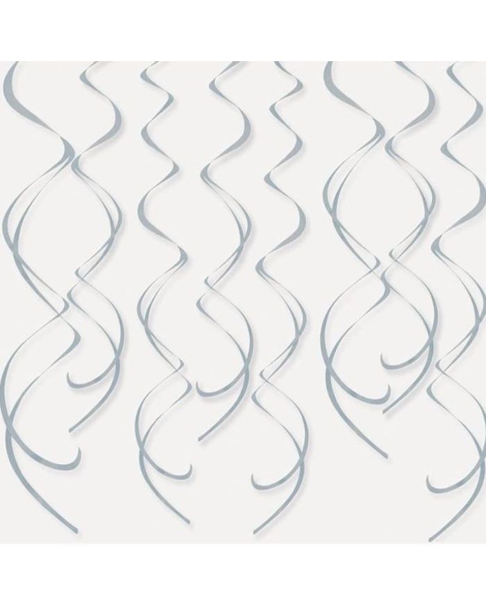 Hanging Swirls - Silver 8pk