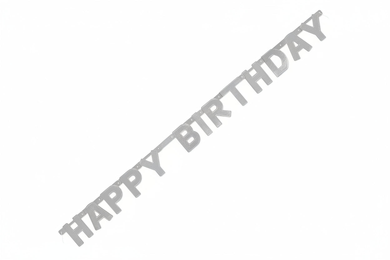 Happy Birthday Jointed Banner - Silver