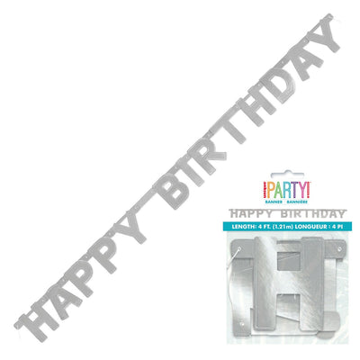 Happy Birthday Jointed Banner - Silver