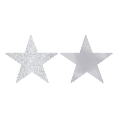 Silver Star Cut Outs - 5pk