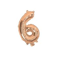 Mini Number 6 Rose Gold Foil Balloon 14in (Air Fill Only)
