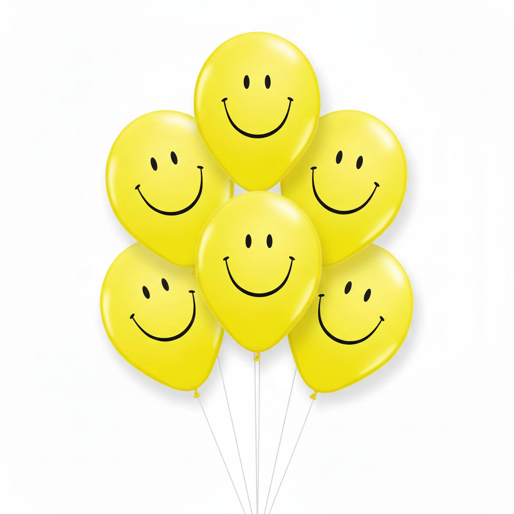 Party Balloons 8pk - Yellow Smiley Face