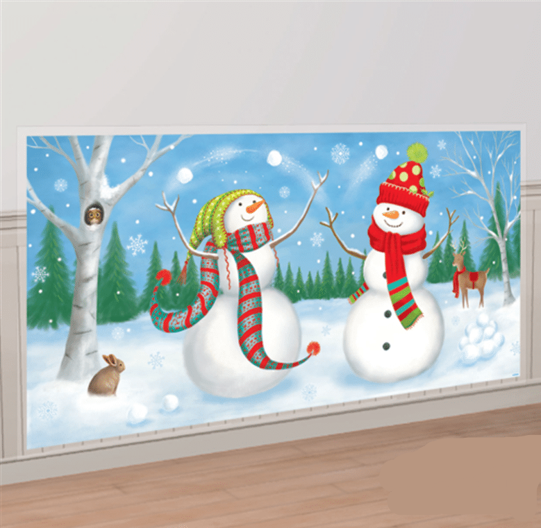 Winter Snowman Scene Setter Backdrop 165 x 165 cm