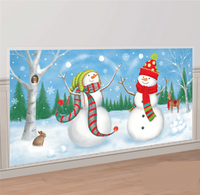 Winter Snowman Scene Setter Backdrop 165 x 165 cm