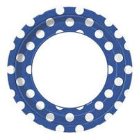 Polka Dot Paper Plates 9" Royal Blue (8)