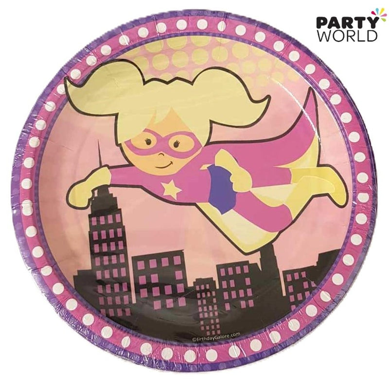Super Hero Girls Party Pink Paper Plates 7in (8pk)
