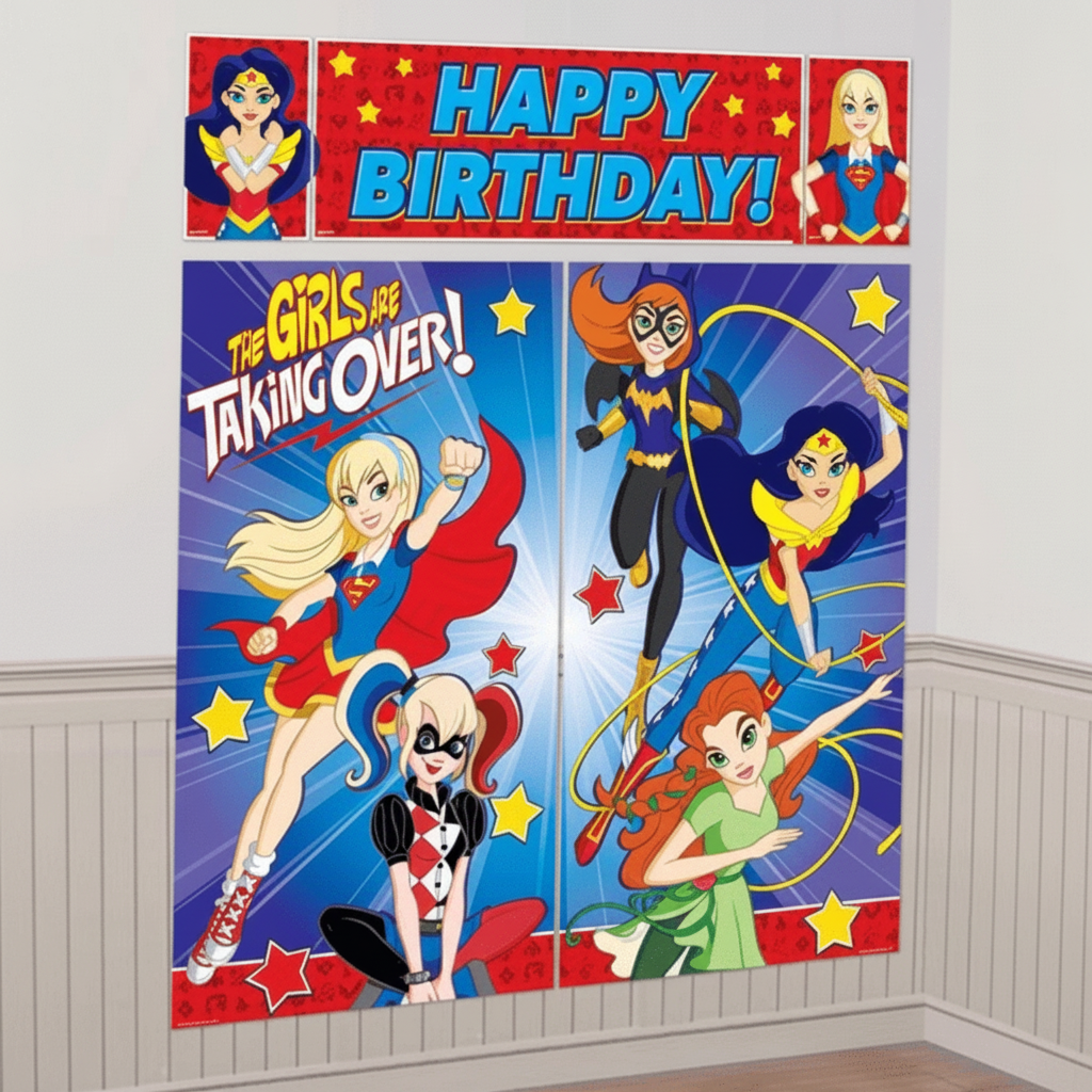 Superhero Girls Wall Decorating Kit Backdrop