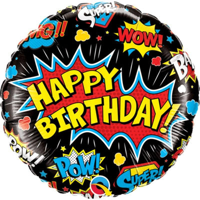 Superhero Black "Happy Birthday" 18 "Foil Balloon