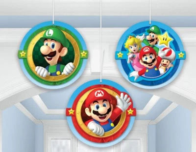 Super Mario Bros Party Honeycomb Hanging Decorations (3pk)