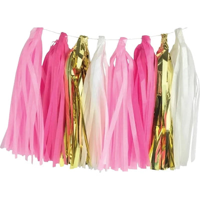 Tassel Garland Pink &amp; Gold - 15 pack