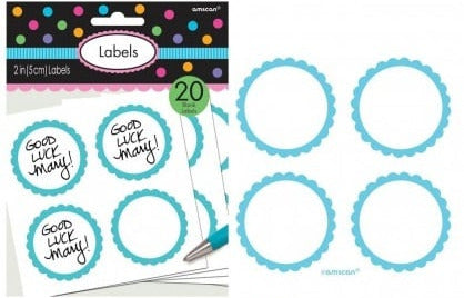 Caribbean Blue Scalloped Blank Labels 5cm (20pk)
