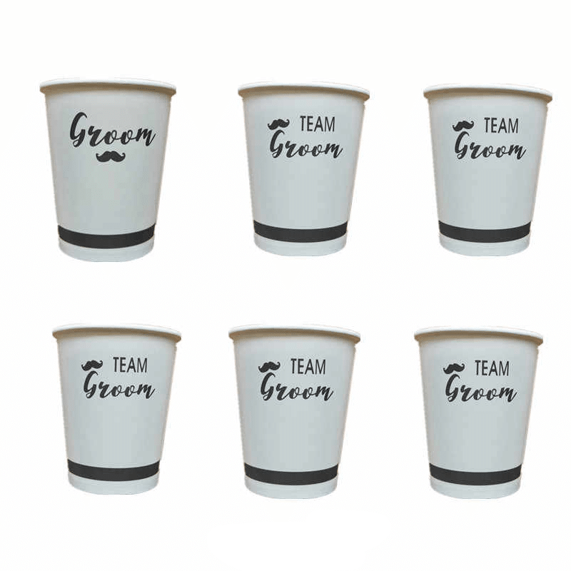1 x Groom &amp; 9x Team Groom Paper Cups