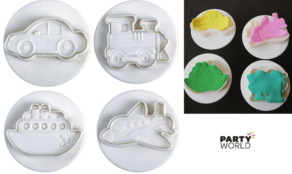 Transport Party Plungers (4pcs - Car, Ship, Train, Plane)