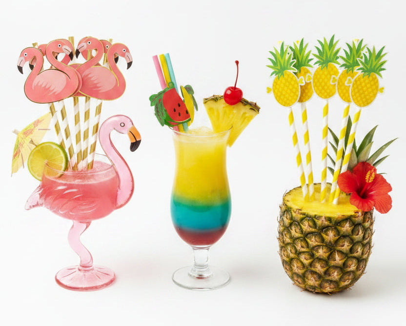 Tropical Paper Straws Assorted 6pk