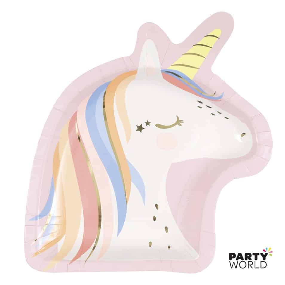 Unicorn Shaped Party Plates (8pk)