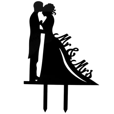 Wedding Cake Topper - Bride &amp; Groom - Black
