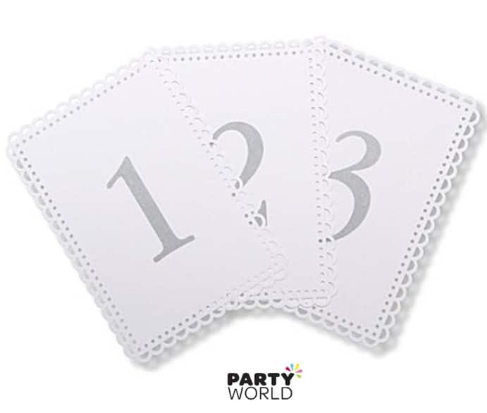 White Laser Cut Card Table Numbers (10)