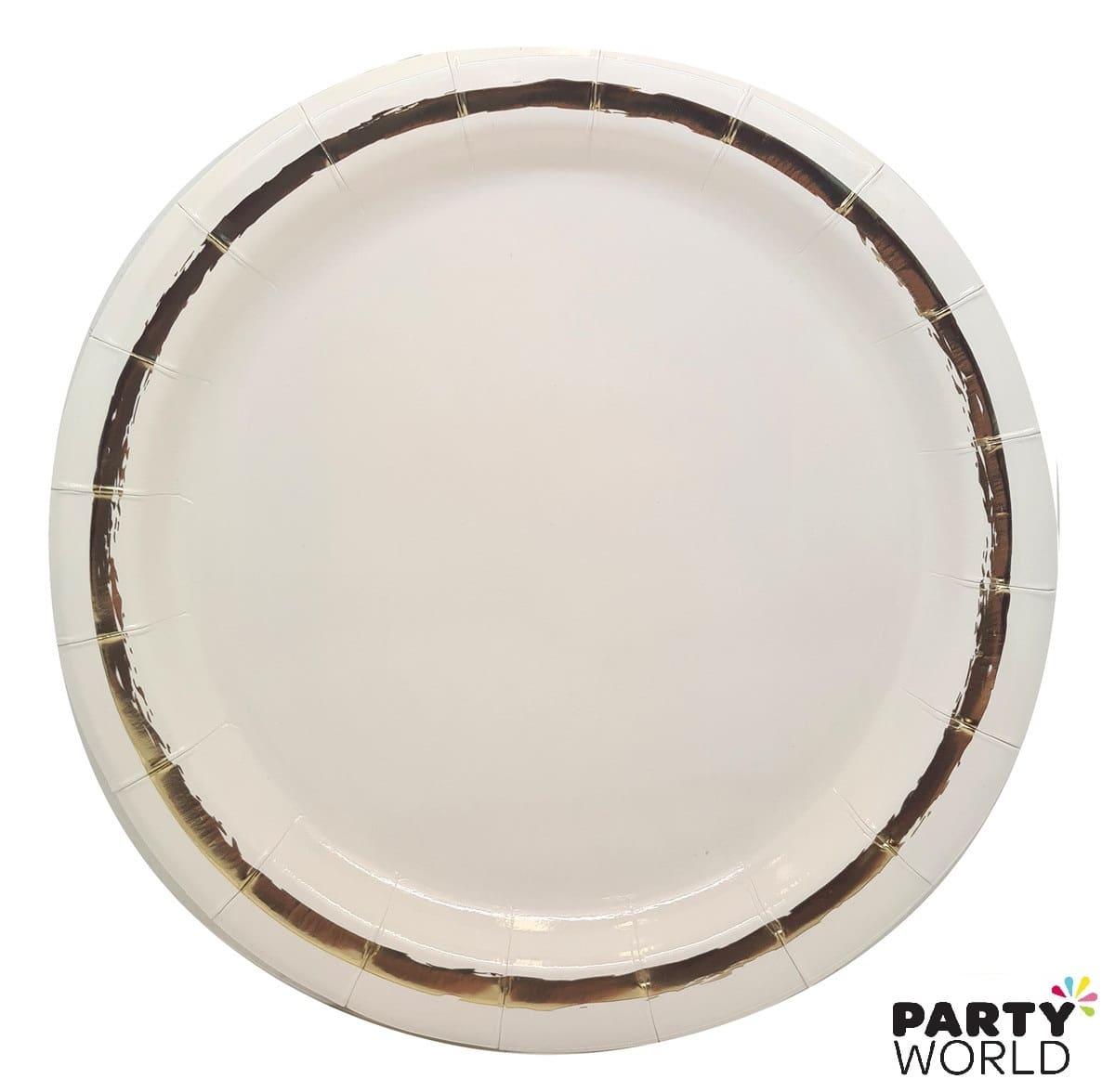 White Paper Plates with Painted Gold 9inch (8pk)