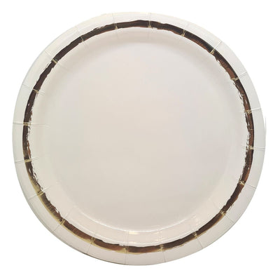 White Paper Plates with Painted Gold 7inch (10pk)