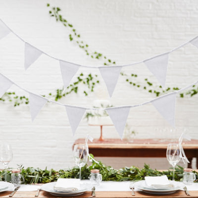 White fabric bunting - 5m