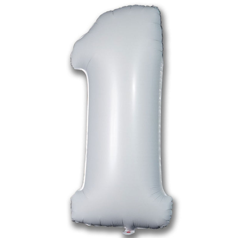 Foil Balloon Number Satin White "1"