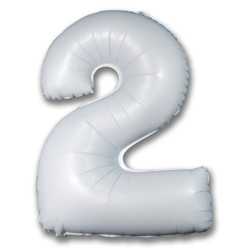 Foil Balloon Number Satin White "2"