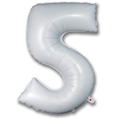 Foil Balloon Number Satin White "5"