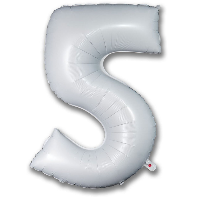 Foil Balloon Number Satin White "5"