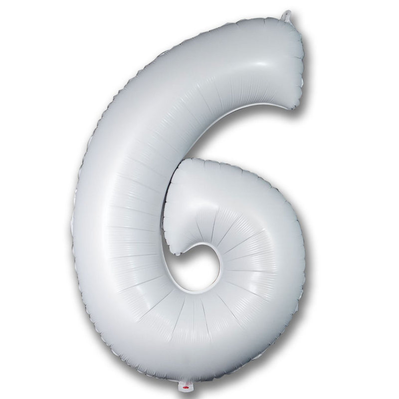 Foil Balloon Number Satin White "6"