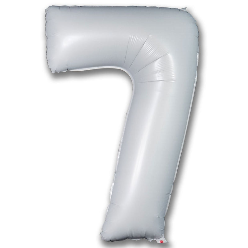 Foil Balloon Number Satin White "7"