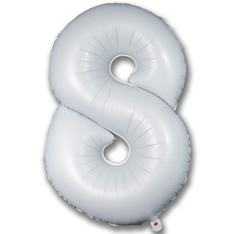 Foil Balloon Number Satin White "8"