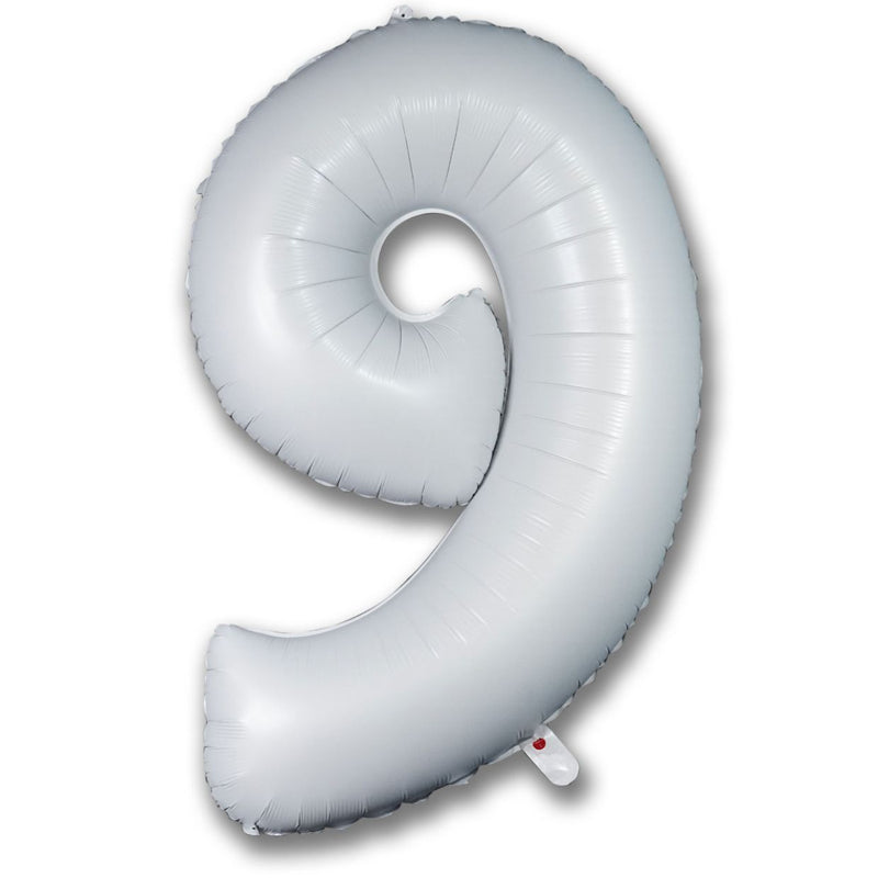 Foil Balloon Number Satin White "9"