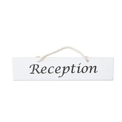 White Reception Sign