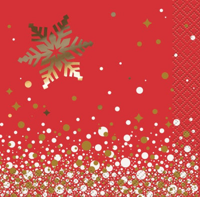 Merry Christmas Gold Sparkle Napkins 16pk