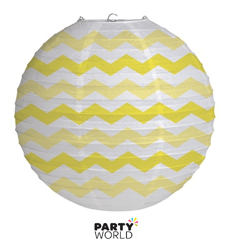 Yellow Chevron Paper Lantern    30.5cm