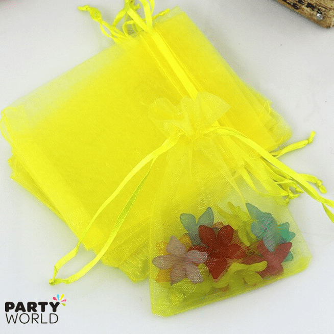 Neon Yellow Mini Organza Bags (10)